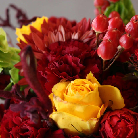 Warm Red Hearth Flower Bouquet