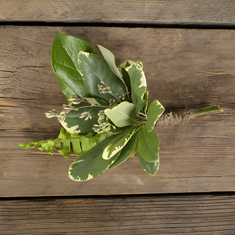 Tropical Greenery Bouquet and Boutonniere