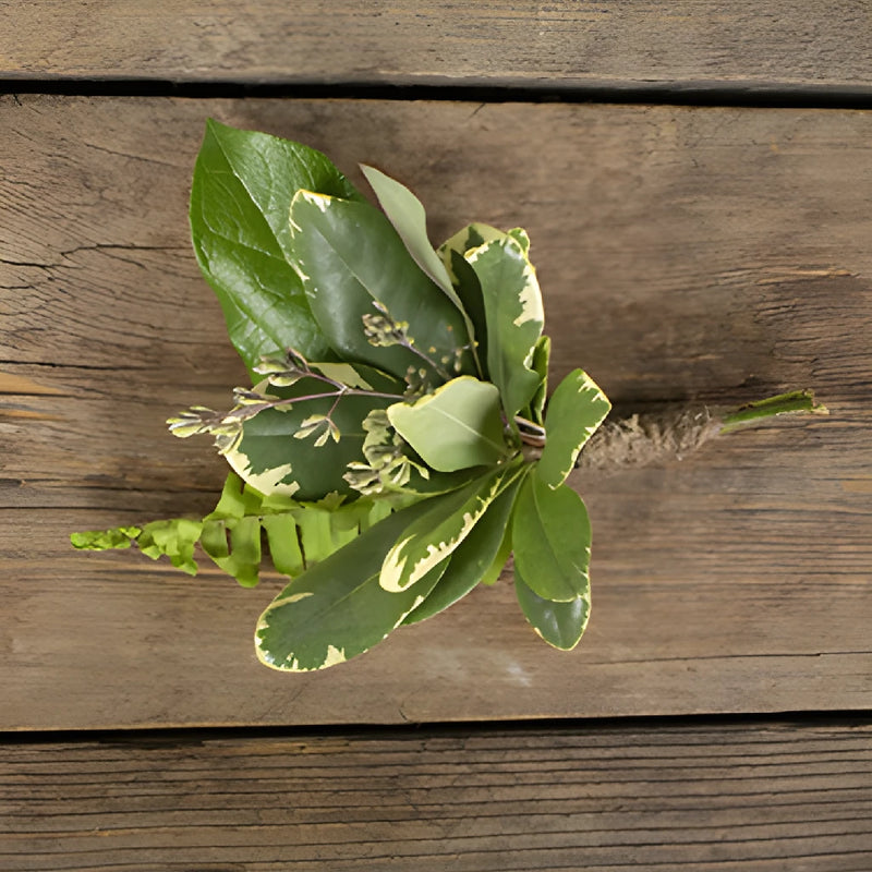 Tropical Greenery Bouquet and Boutonniere