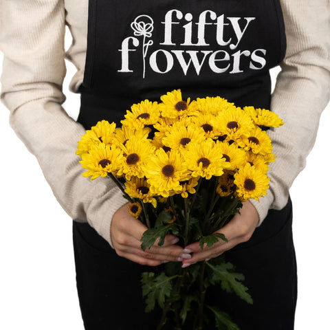 Bright Yellow Novelty Viking Pom Flower Apron - Image