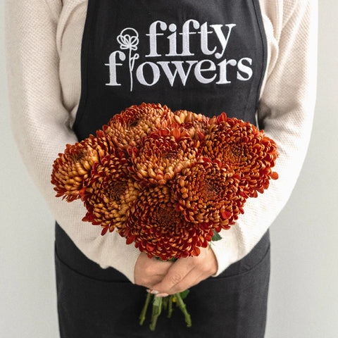 Bronze Football Mum Flower Apron - Image
