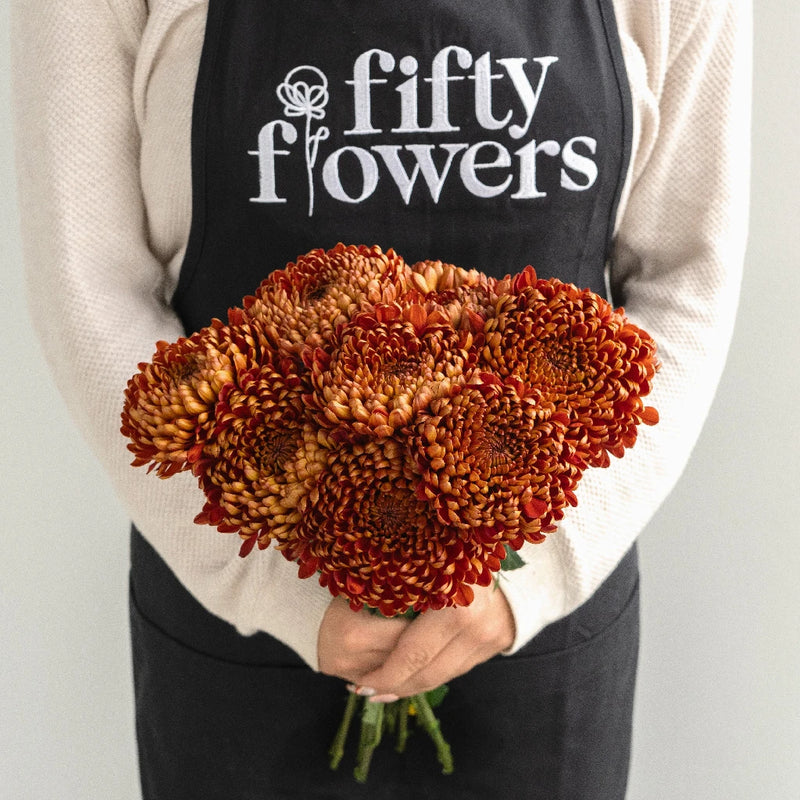 Bronze Football Mum Flower Apron - Image