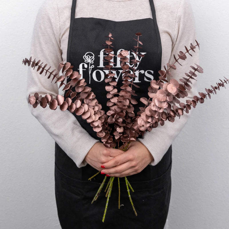 Bronzed Rose Gold Metallic Baby Eucalyptus Apron - Image