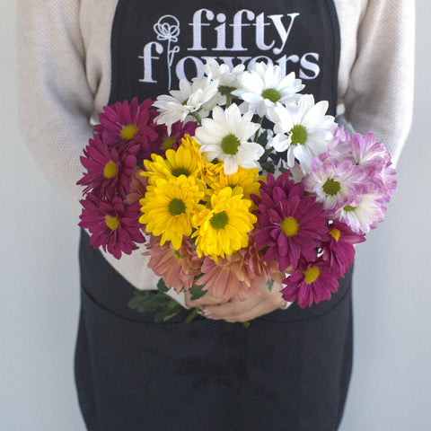 Daisy Assorted Colors Flower Vase - Image