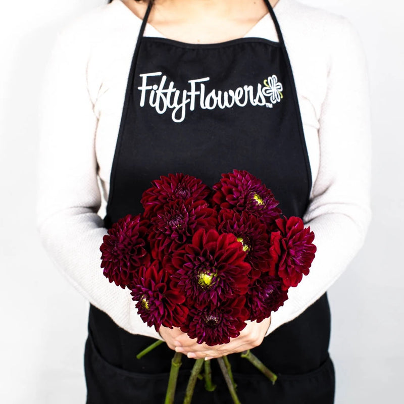 Fox Maroon Dahlia Flower Apron - Image