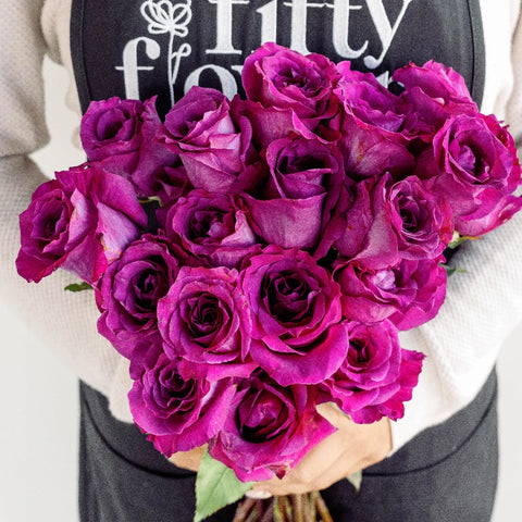 Fuchsia Mamy Blue Garden Rose Apron - Image