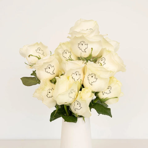 Glow In The Dark Ghost White Rose Apron - Image