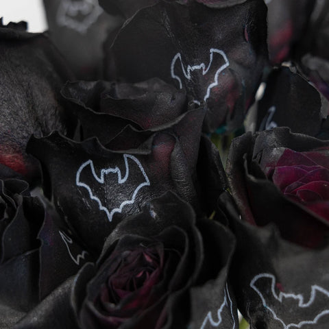 Halloween Black Bat Personalized Roses Close Up - Image