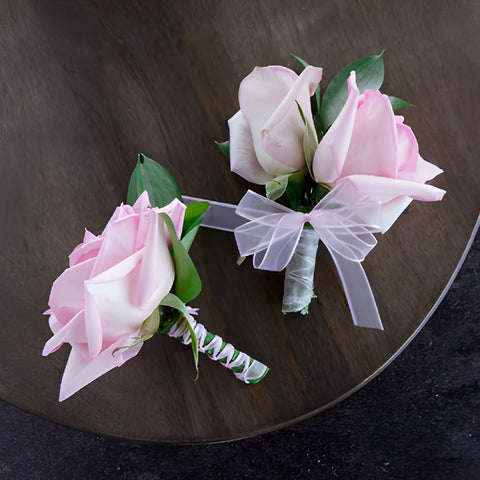 Modern Light Pink Boutonniere and Corsage Pack