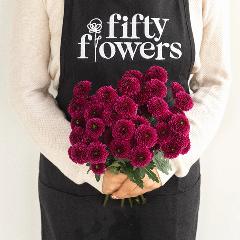 Magenta Purple Button Pom Apron - Image