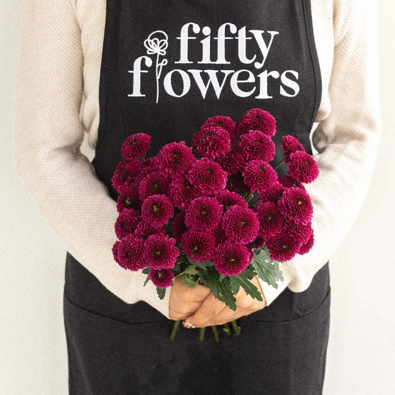 Magenta Purple Button Pom Apron - Image