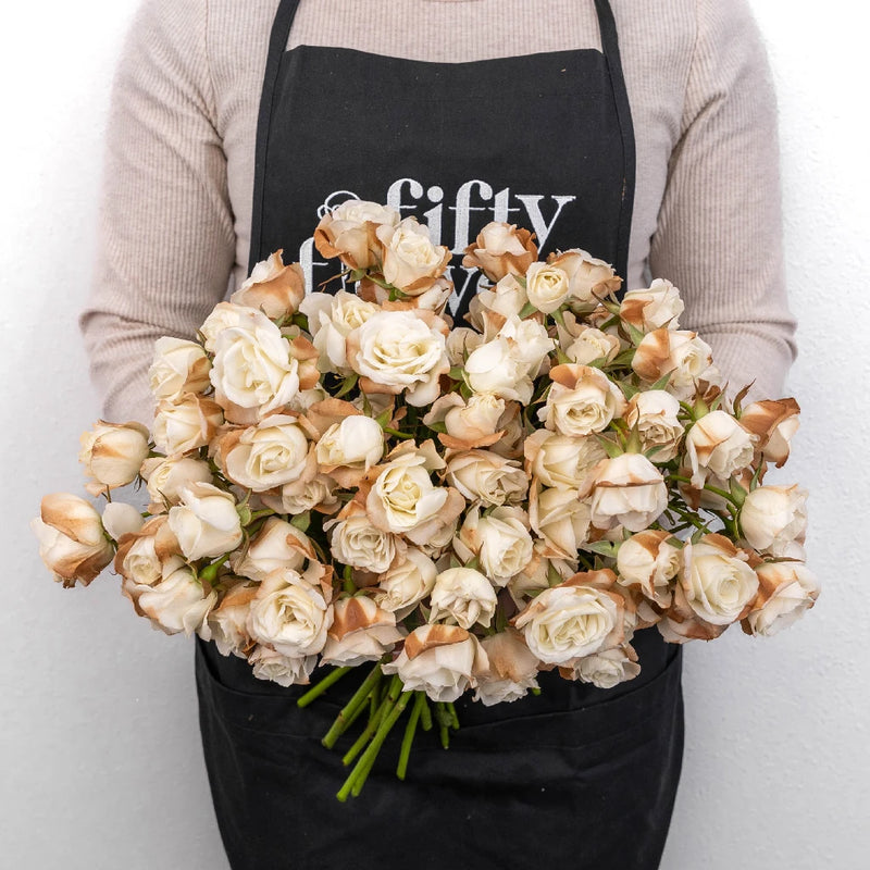 Mocha Mousse Ivory Spray Roses Apron - Image