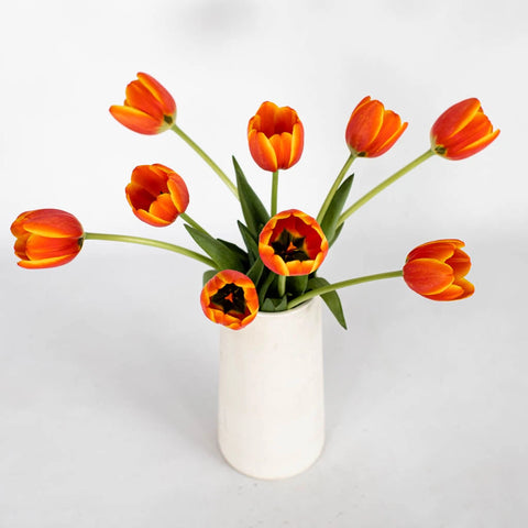 Orange Tulip Flower Bunch in Vase