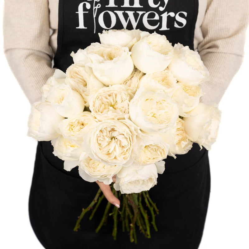 Paper White Garden Rose Apron - Image