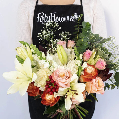Peach Cobbler Wedding Diy Flower Combo Apron - Image