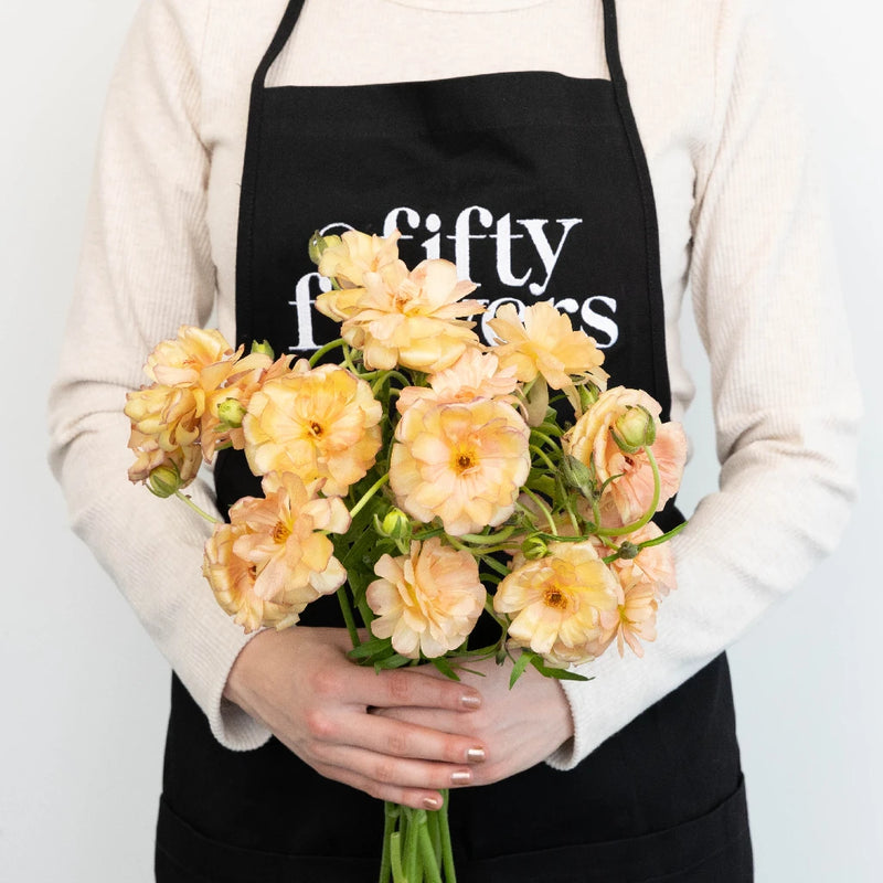 Peach Pink Butterfly Ranunculus Flower Apron - Image