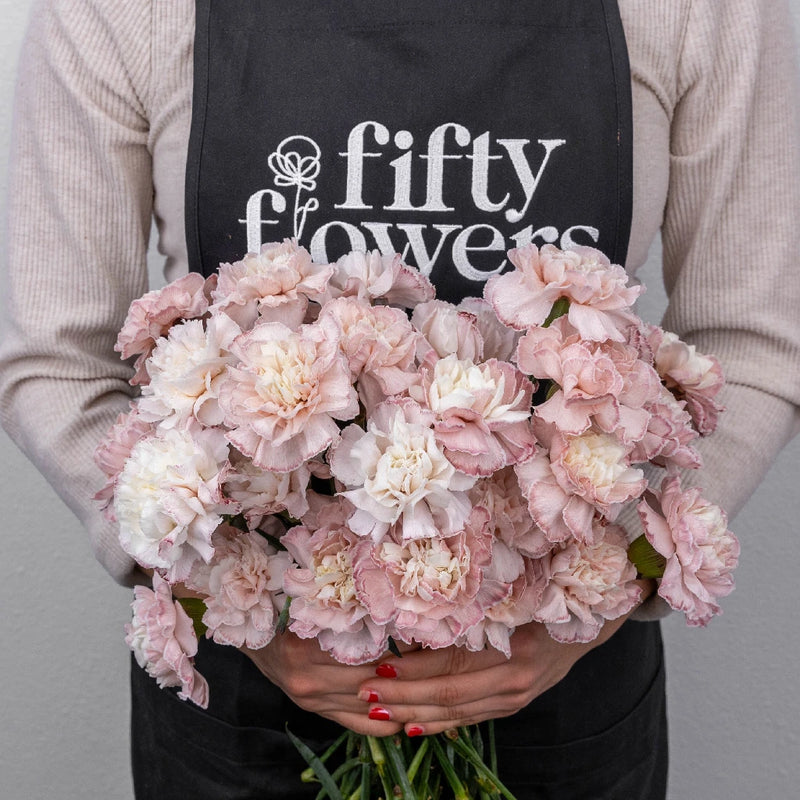 Pink Enhanced Carnation Flowers Apron - Image