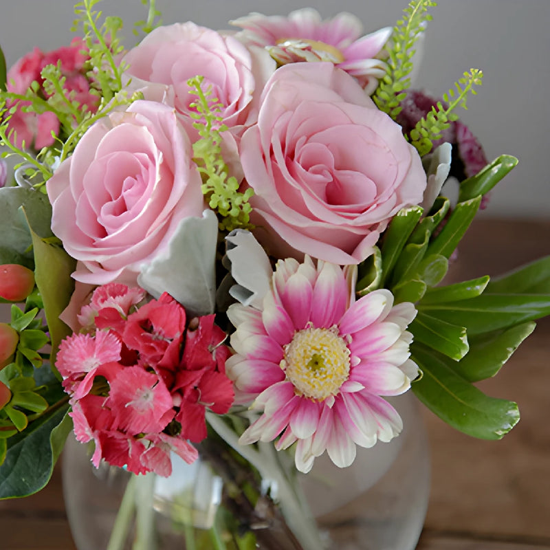 Pink Valentines Day Flower Centerpieces
