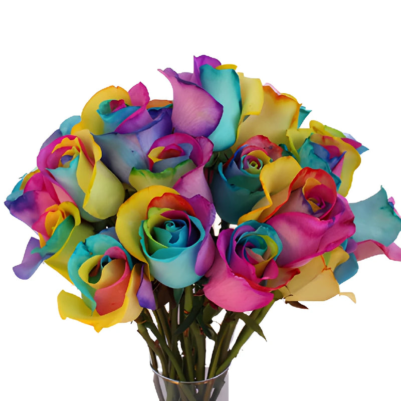 Neon Tie Dye Rainbow Roses