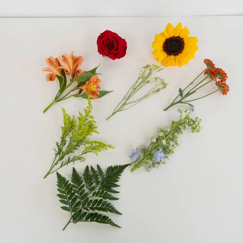Red Meets Sunflower Bouquet Bar Flower Kit Recipe - Image