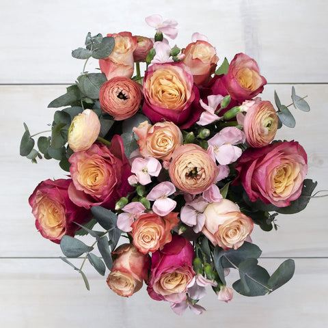 Romantic Orange and Pink Wholesale Flowers Top Down