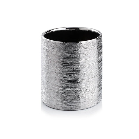 Silver Scratched Cylinder Vase Close Up - Image