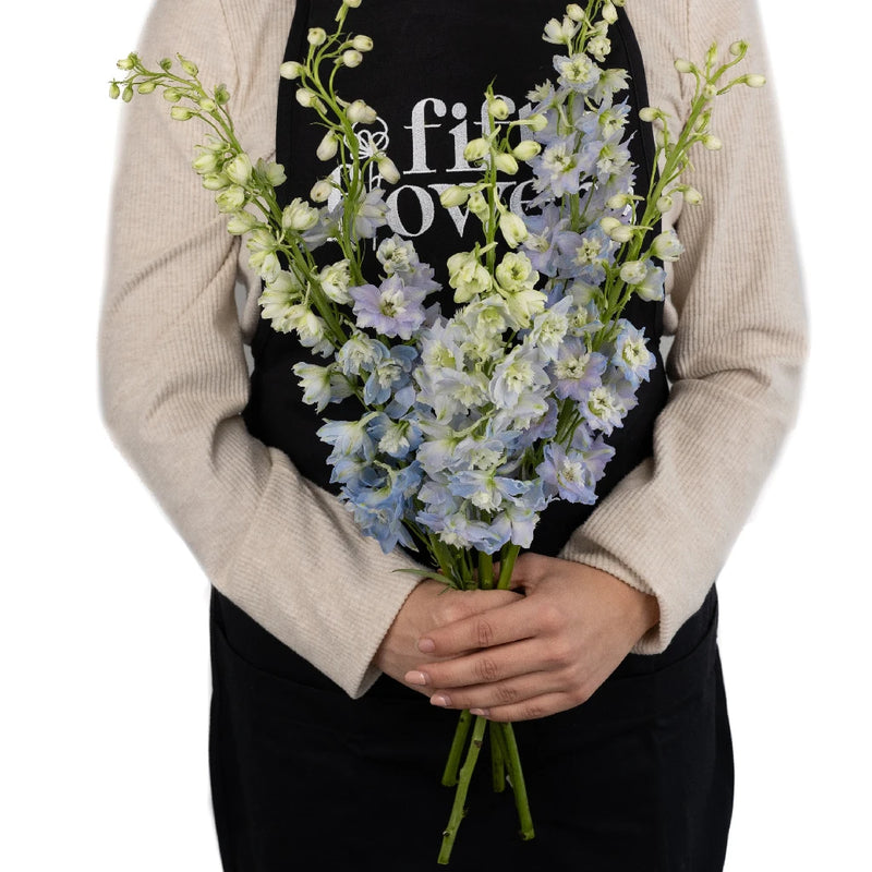 Sky Blue Designer Delphinium Flower Apron - Image