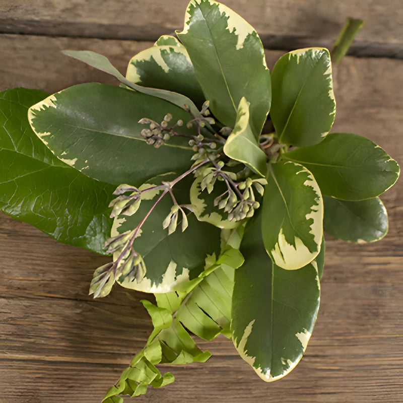 Tropical Greenery Bouquet and Boutonniere