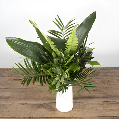 Tropical Greenery Bouquet and Boutonniere