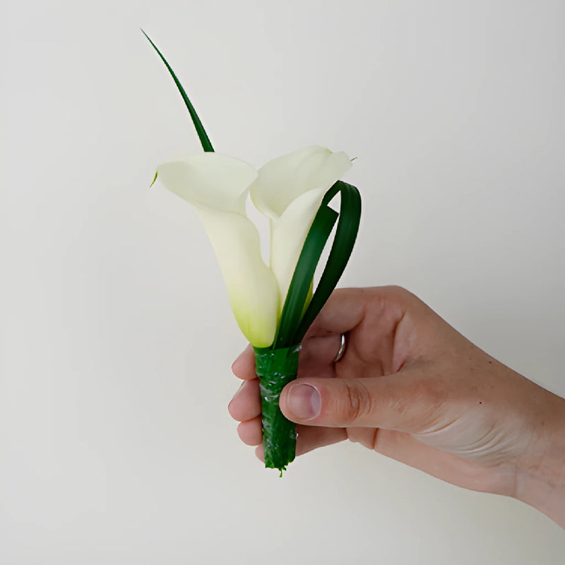 White Mini Calla Lily Boutonniere and Corsage Pack